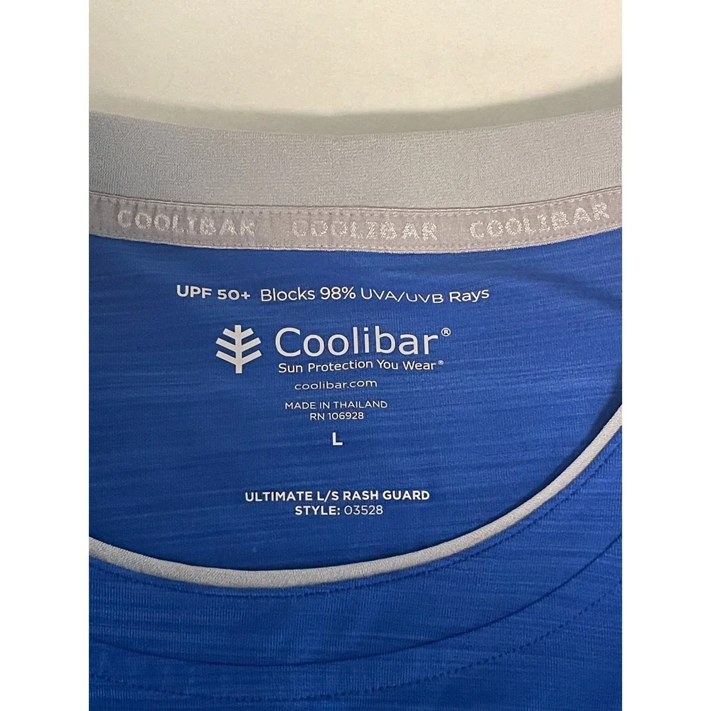 Coolibar Mens Ultimate Rash Guard UPF 50+ Blue Grey Long Sleeve Shirt Size‎ L